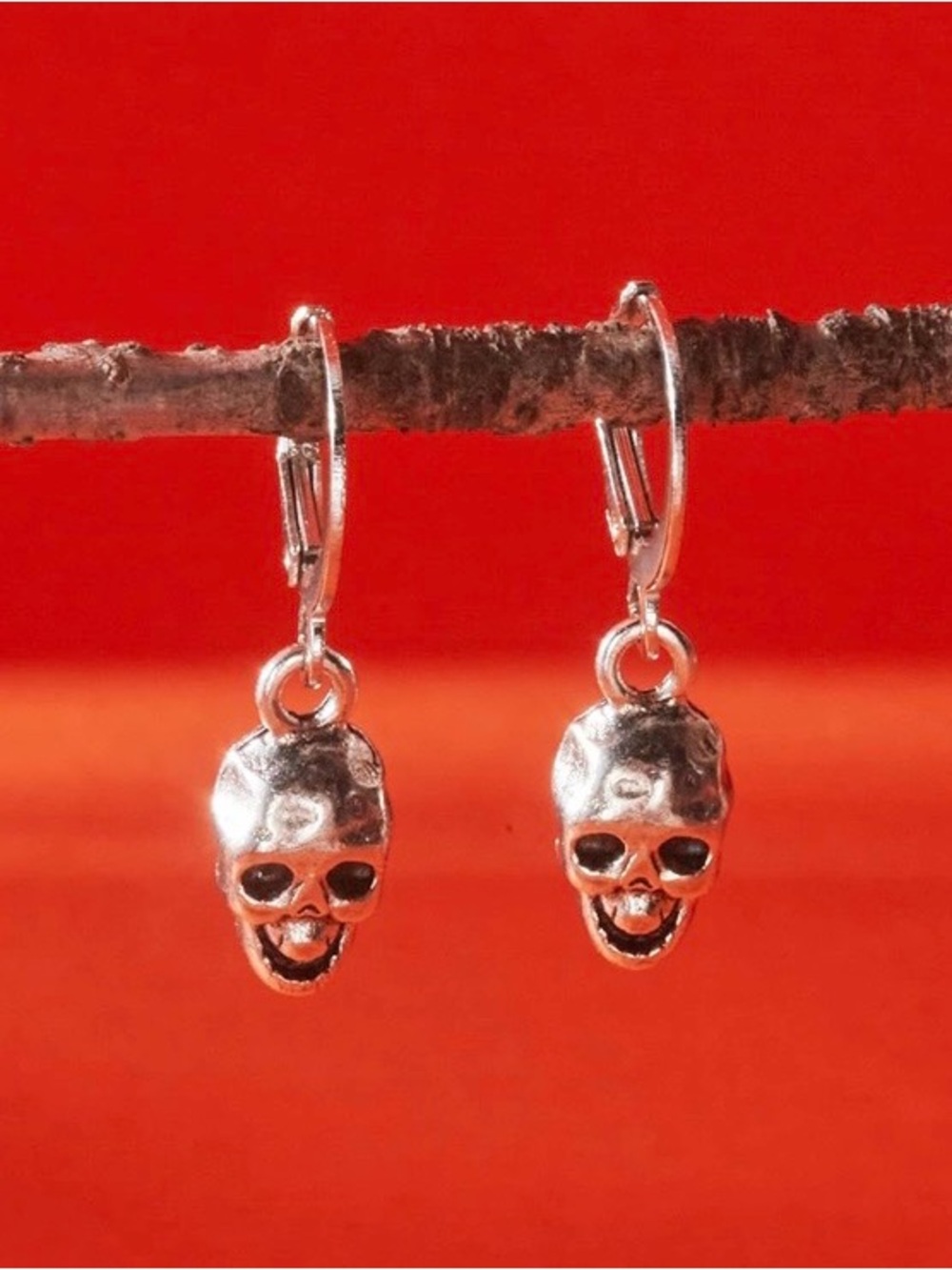 Silver Skull Dangle Earrings - Women Jewelry
